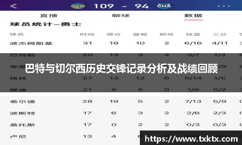 巴特与切尔西历史交锋记录分析及战绩回顾